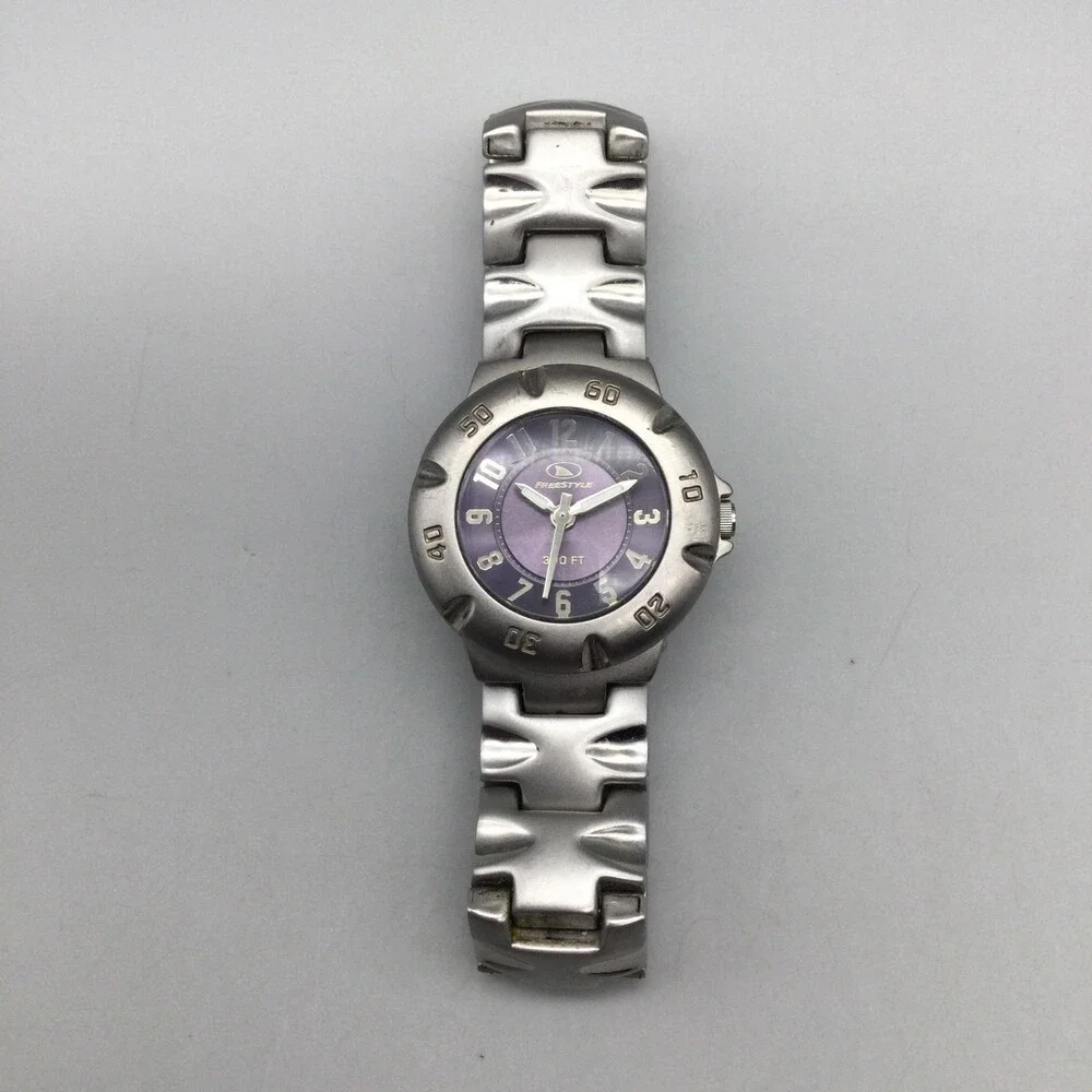 Freestyle Womens Watch 27mm Purple Dial Silver Tone Diver New Battery 6.25